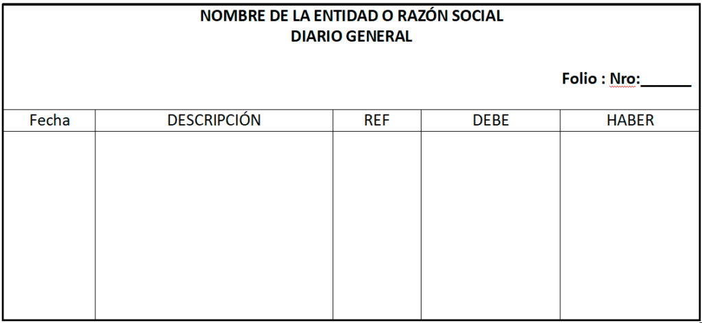 formato del libro diario de contabilidad